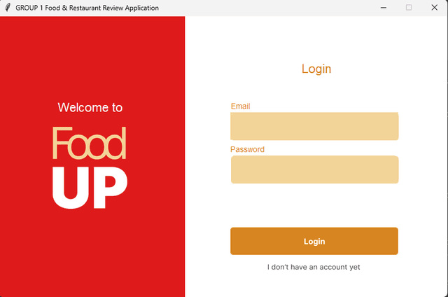 FoodUP Review App card
